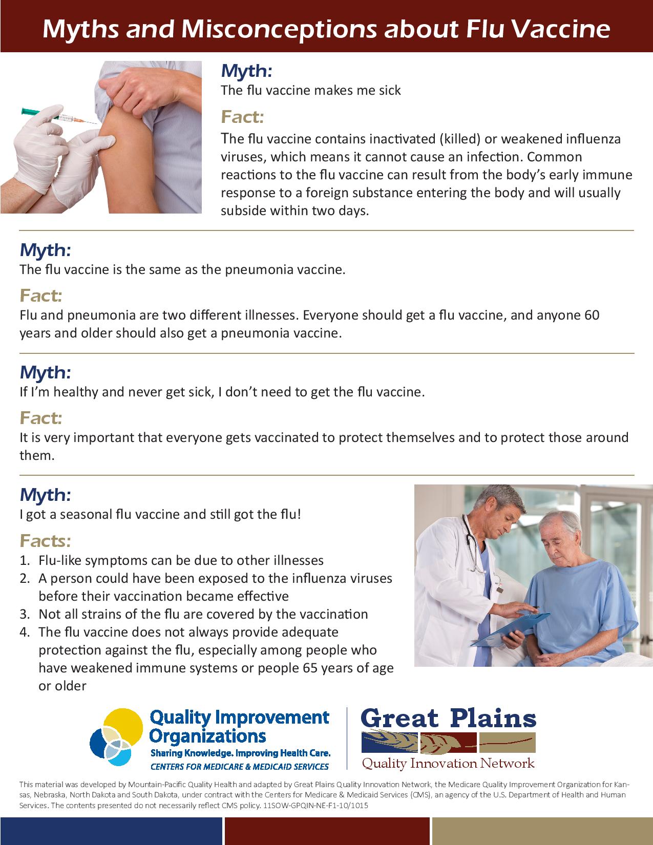 Myths and Misconceptions About the Flu Vaccine Poster