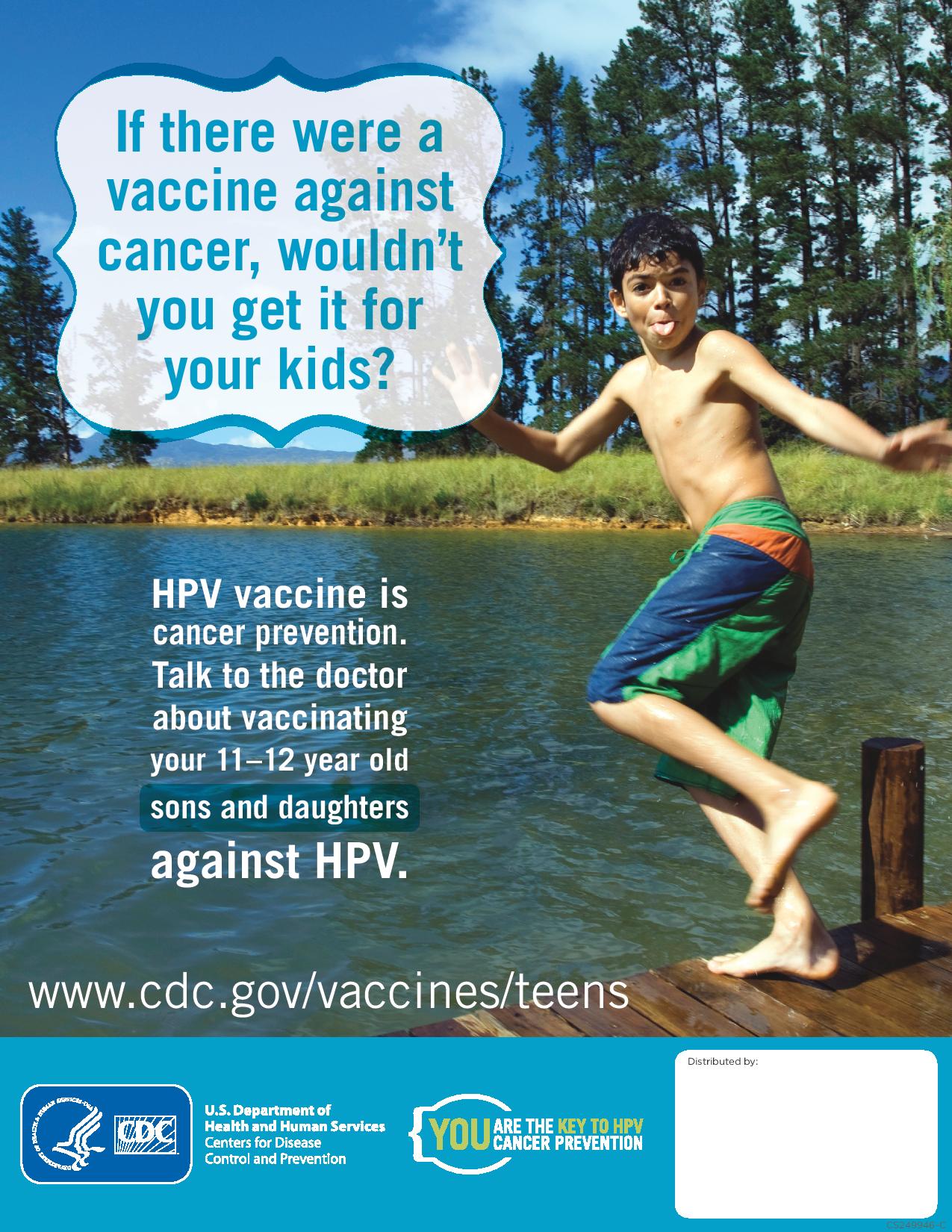 boy jumping into lake with his tongue out HPV vaccine promotion